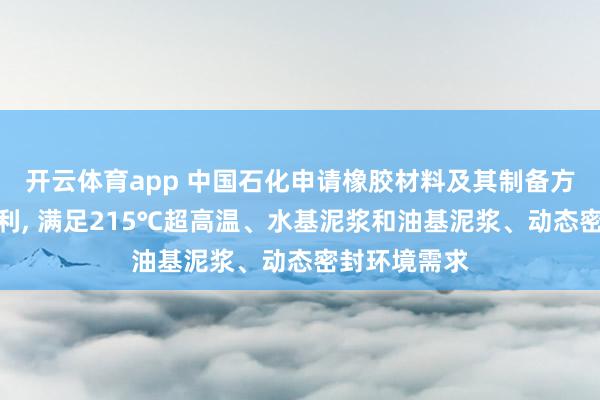 开云体育app 中国石化申请橡胶材料及其制备方法与应用专利, 满足215℃超高温、水基泥浆和油基泥浆、动态密封环境需求