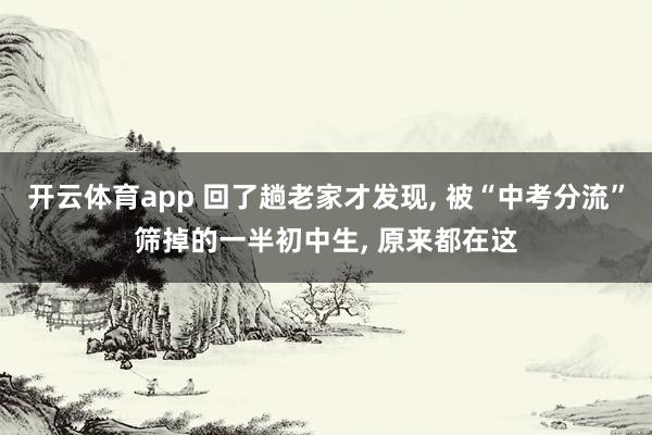 开云体育app 回了趟老家才发现, 被“中考分流”筛掉的一半初中生, 原来都在这