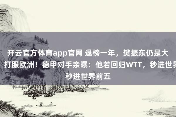 开云官方体育app官网 退榜一年，樊振东仍是大魔王，打服欧洲！德甲对手亲曝：他若回归WTT，秒进世界前五