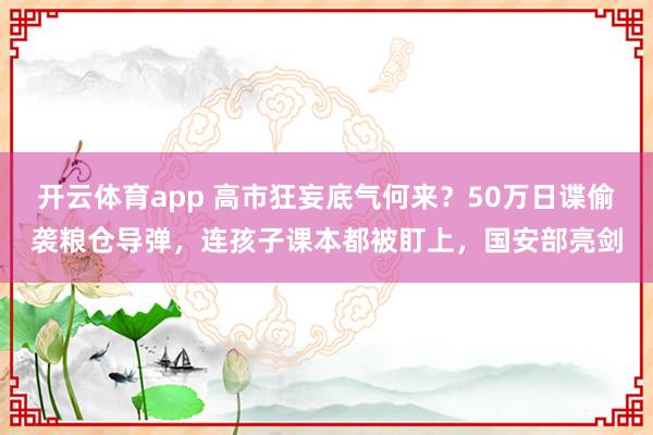 开云体育app 高市狂妄底气何来？50万日谍偷袭粮仓导弹，连孩子课本都被盯上，国安部亮剑