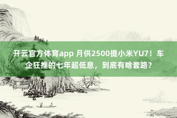开云官方体育app 月供2500提小米YU7!车企狂推的七年超低息,到底有啥套路?