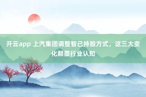 开云app 上汽集团调整智己持股方式,这三大变化颠覆行业认知