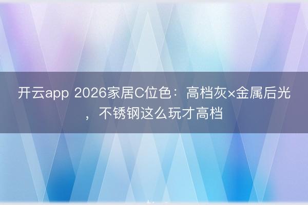 开云app 2026家居C位色:高档灰×金属后光,不锈钢这么玩才高档