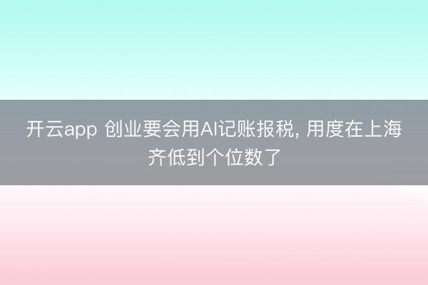 开云app 创业要会用AI记账报税, 用度在上海齐低到个位数了